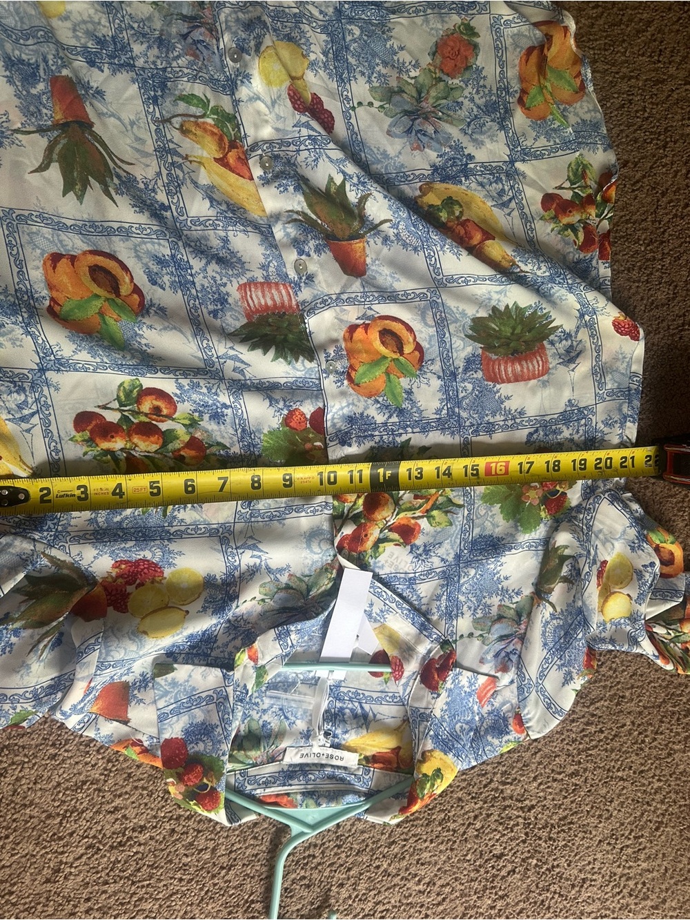Rose & Olive Blue Toile Fruit Button-Up Shirt - Picture 5 of 6